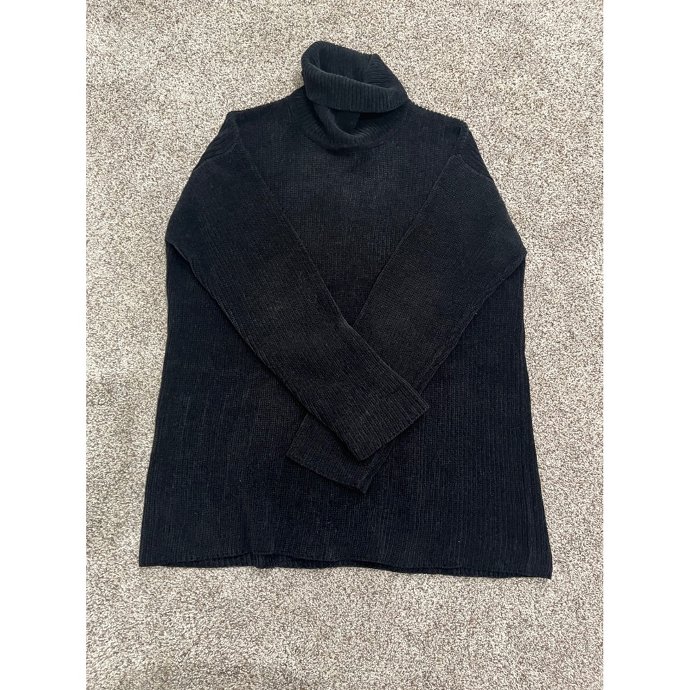Lauren Ralph Lauren Black Chenille Turtleneck Sweater Ribbed Knit Womens Small